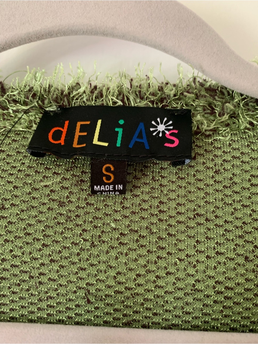 dELiA*s Dollskill Shaggy Fuzzy Moss Green Crop Shrug Bolero Floral Cardigan S - Picture 3 of 13